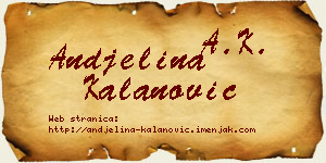 Andjelina Kalanović vizit kartica